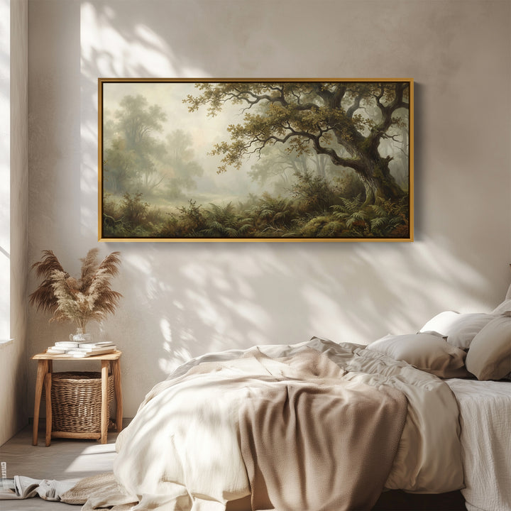 Misty Woodland Wide Framed Canvas Oversized Wall Decor For Living Room