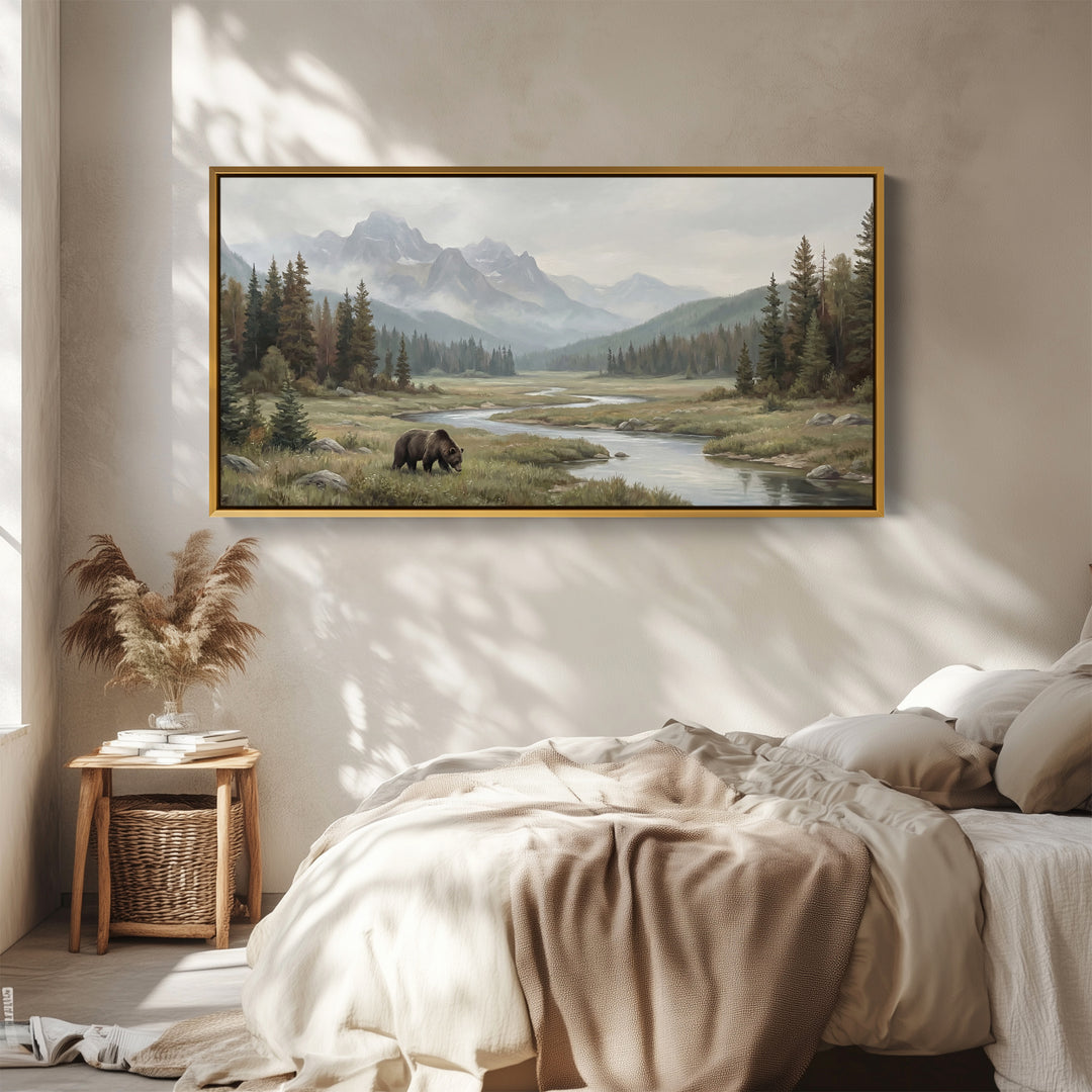 Above Soft Wall Art Bear By Mountain River Statement Wall Decor For Office