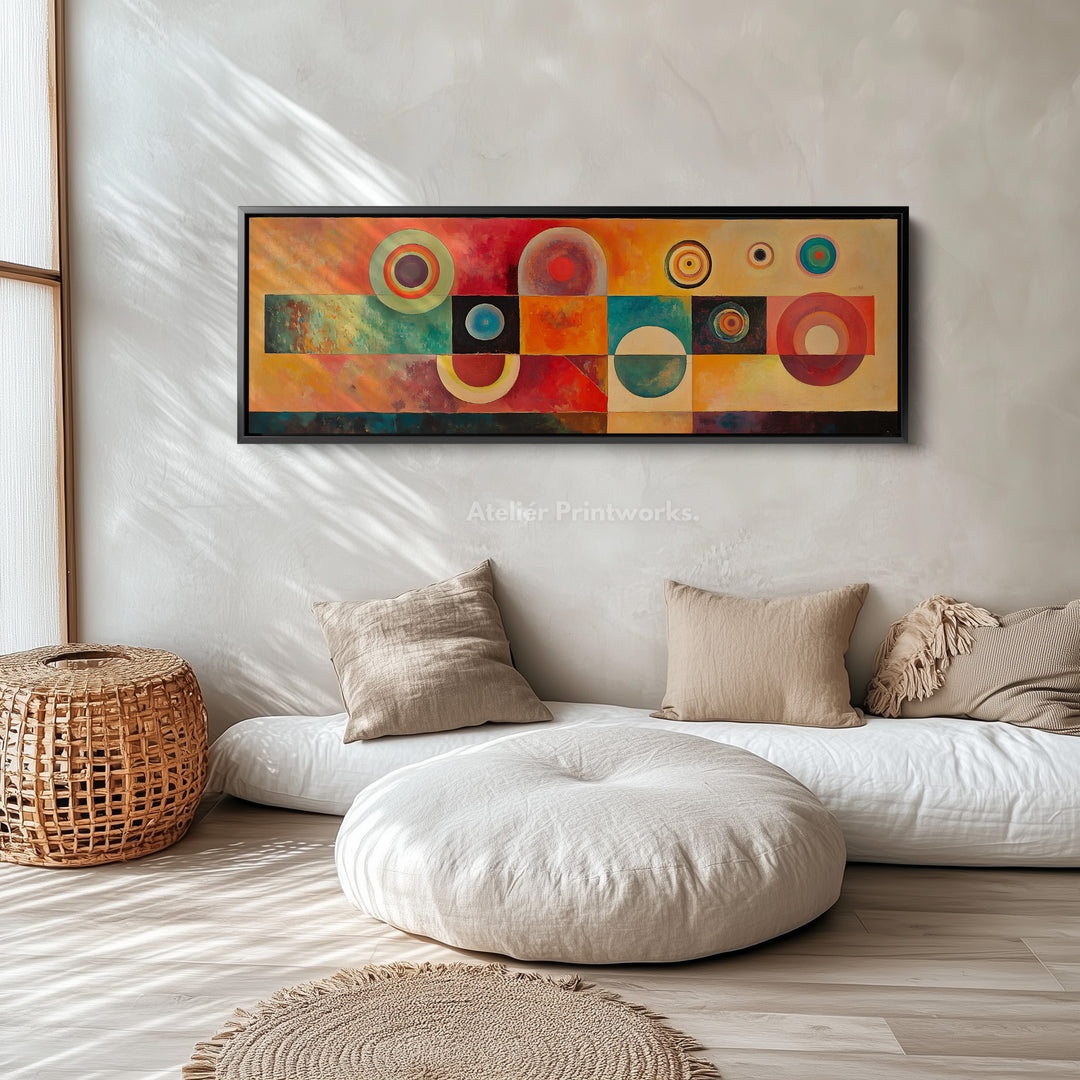 Abstract Geometric Circles Horizontal Long Wall Art - H0009