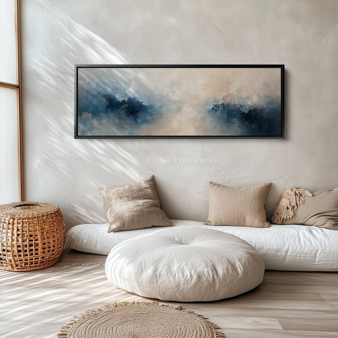 Abstract Cloud Painting Horizontal Wall Art, Long Skinny Wall Decor - H0025