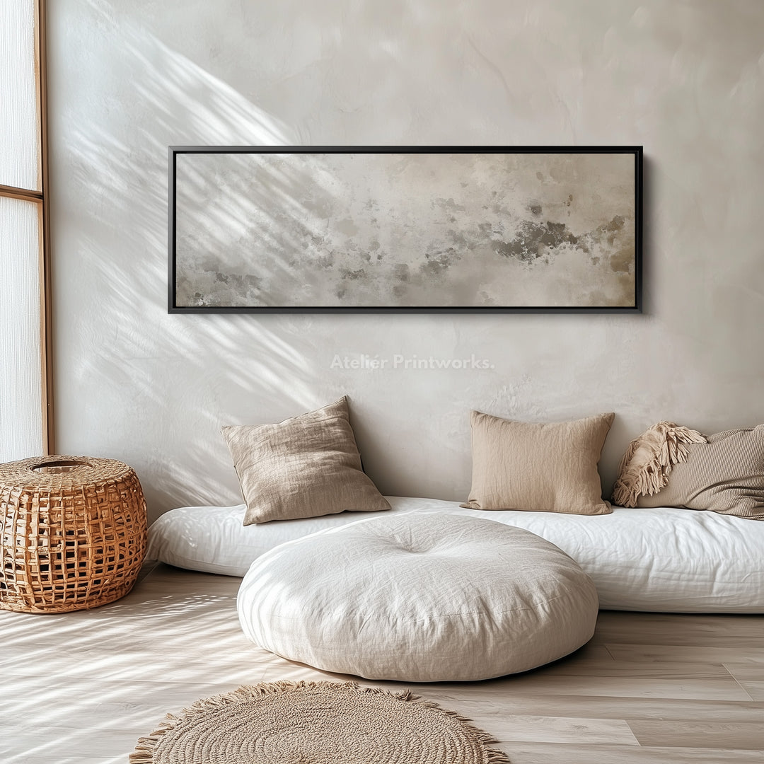 Abstract White & Grey Panoramic Long Narrow Wall Art - H0026