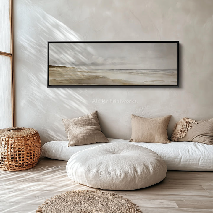 Watercolour Beach Long Narrow Large Canvas Wall Art - H0045