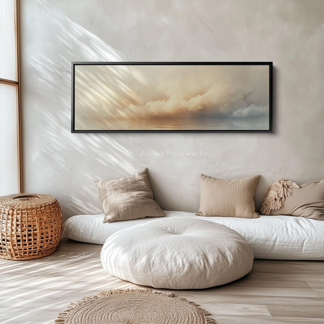 Panoramic Long Narrow Cloud Wall Art Large Framed Canvas - H0056