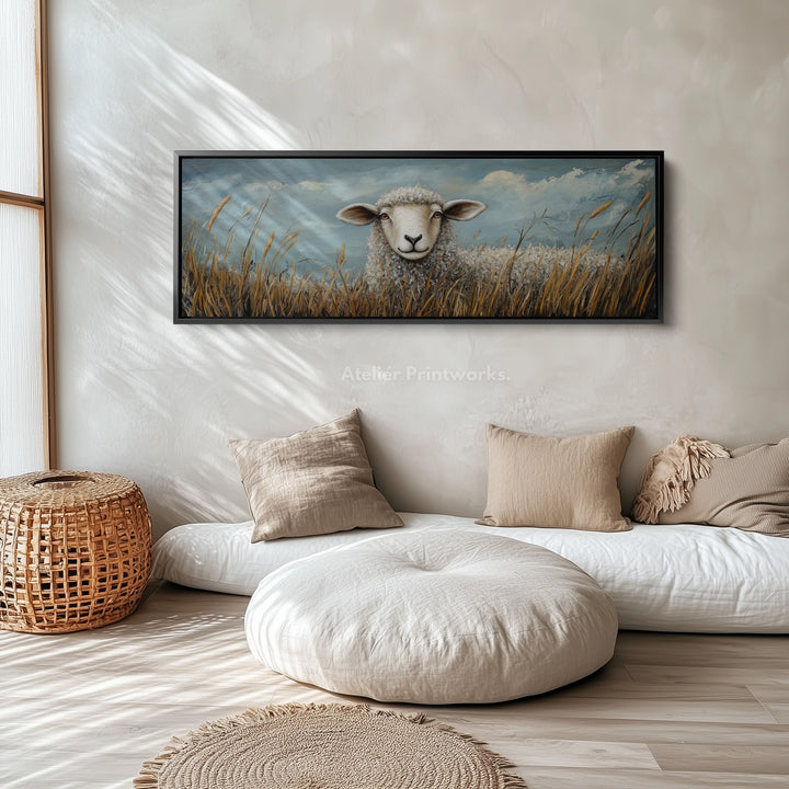 Sheep Horizontal Art Long Wall Hanging Large Canvas - H0067