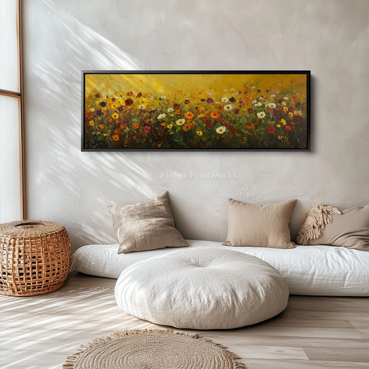 Big Framed Pictures Long Narrow Horizontal Wild Flowers - H0082