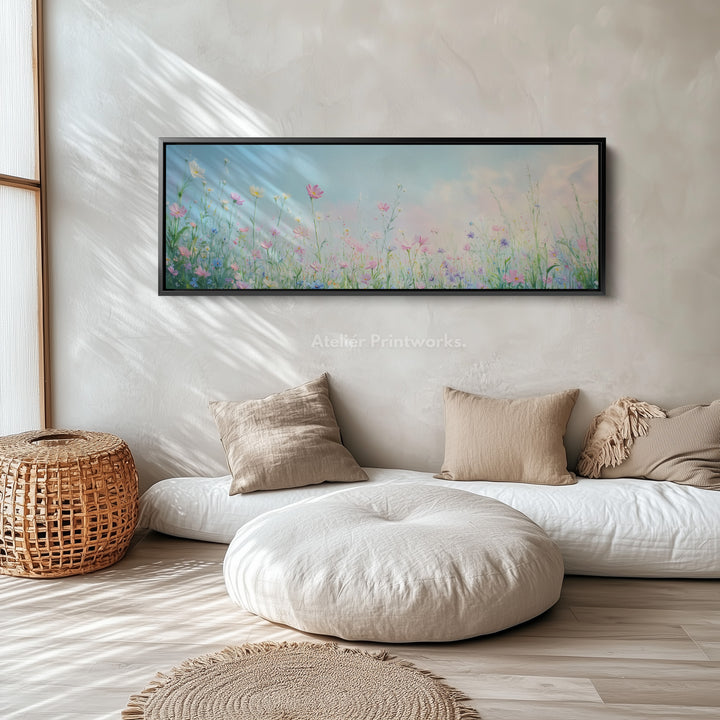 Wild Flowers Large Framed Canvas Long Narrow Horizontal Wall Art - H0084