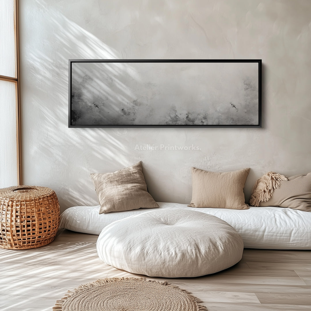 Black & White Framed Canvas Long Narrow Horizontal Wall Art - H0088