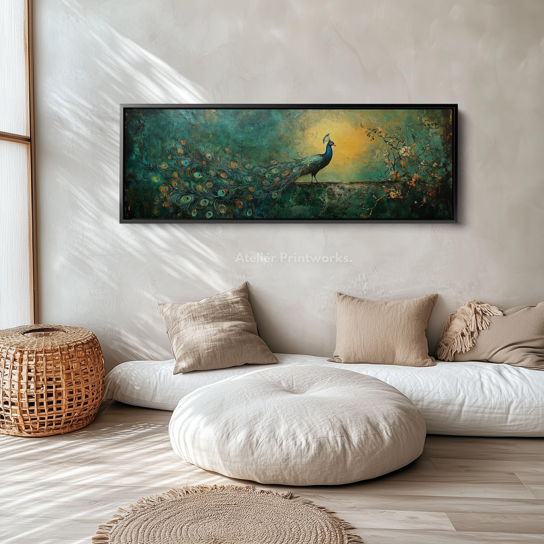 Abstract Peacock Large Canvas Decor Horizontal Long Wall Art - H0098