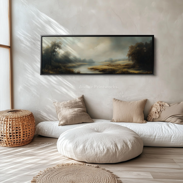 Vintage Landscape Large Horizontal Framed Canvas Wall Art - H0102