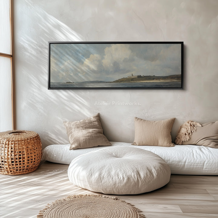 Vintage Landscape Narrow Wide Horizontal Wall Decor Large Framed Canvas - H0115