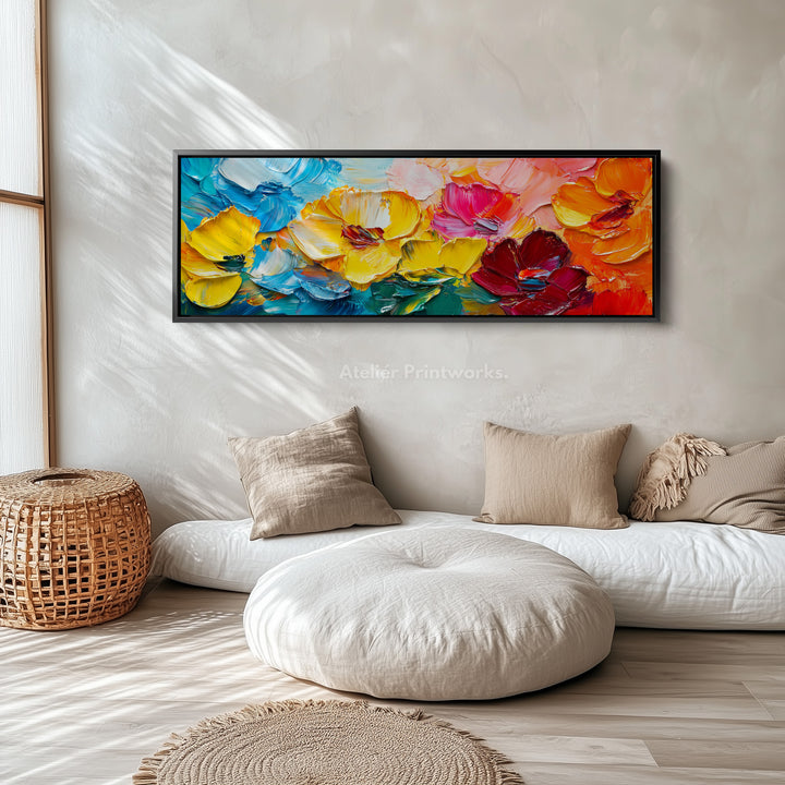 Colourful Abstract Long & Narrow Wall Art Large Framed Canvas - H0118