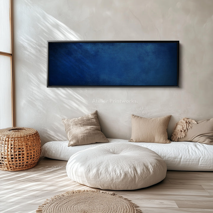 Minimalist Blue Long Horizontal Wall Art Panoramic Wall Art - H0144
