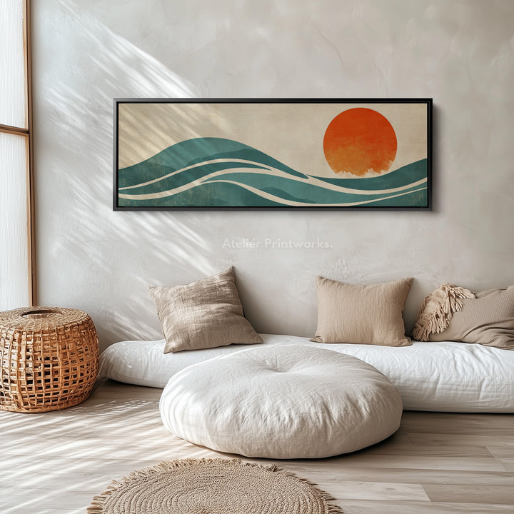 Vintage Sunset Long Narrow Panoramic Canvas Wall Decor - H0161