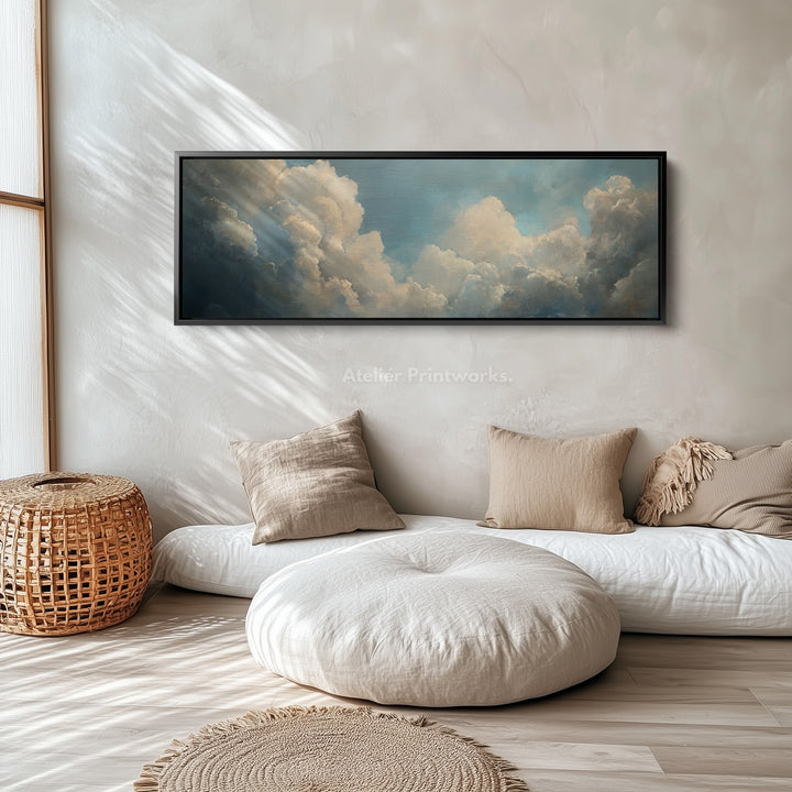 Above Bed Vintage Cloud Wall Decor Long Panoramic Wall Art - H0169