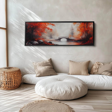 Autumn Landscape Panoramic Long Skinny Wall Art Framed Canvas - Atelier Printworks
