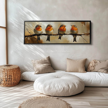 Vintage Robin Long Horizontal Skinny Framed Canvas - Atelier Printworks