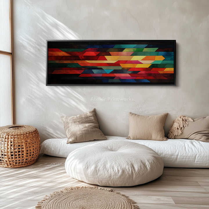 Colorful Geometric Panoramic Large Framed Wall Decor - H0230