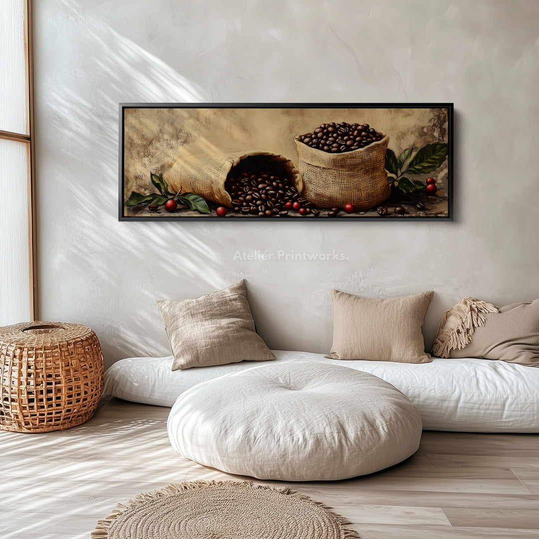 Coffee Shop Wide Wall Art Long Panoramic Decor - H0240