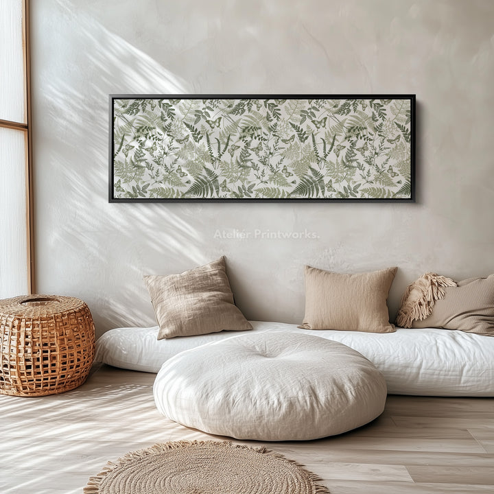 Cottagecore Sage Green Botanical Long Horizontal Wall Art - H0291
