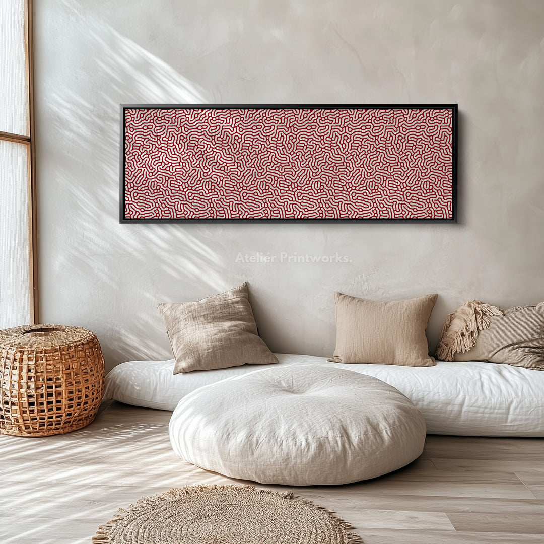 Red & White Coral Pattern Panoramic Wall Decor - H0334
