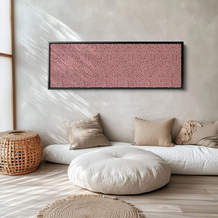 Red & White Coral Pattern Panoramic Wall Decor - H0334