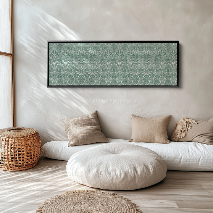 Panoramic Wall Art Green & White William Morris - H0342