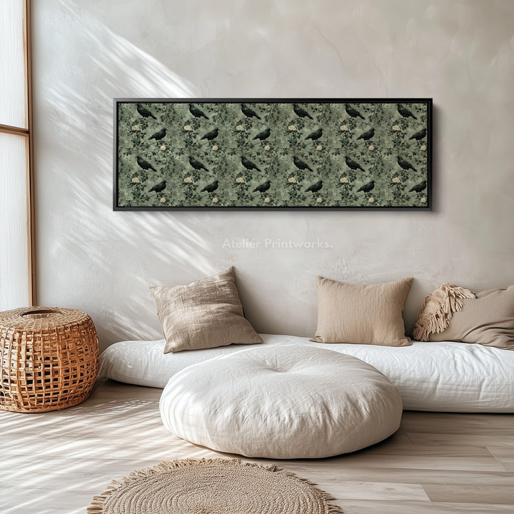 Long Narrow Wall Art Vintage Crow - H0349