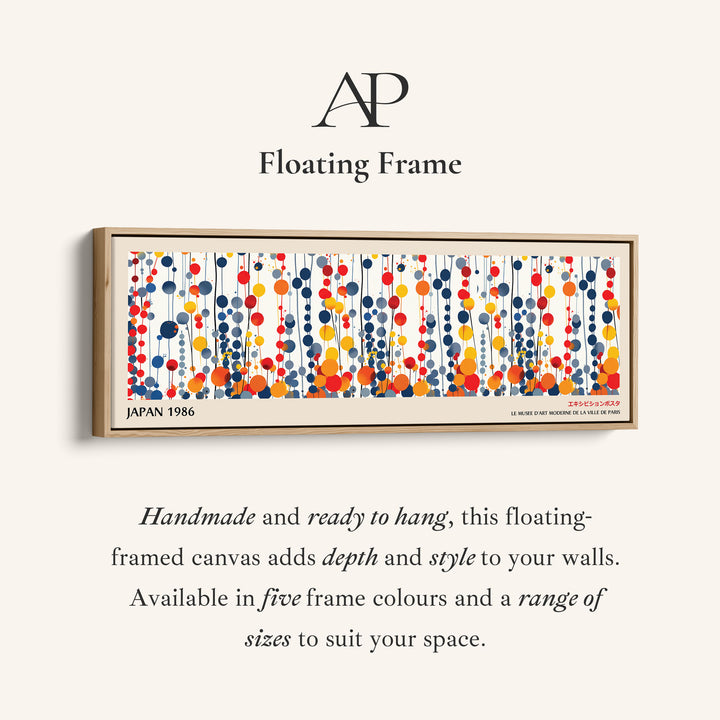 Above Bed Wall Art – Dotted Strands, Modern Japandi Long Horizontal Print in Primary Colours