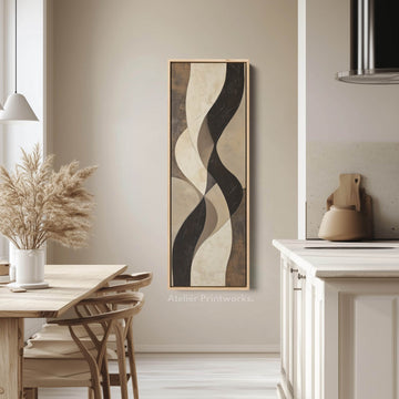 Minimalist Abstract Curves and Textures Long Vertical Wall Art - Atelier Printworks
