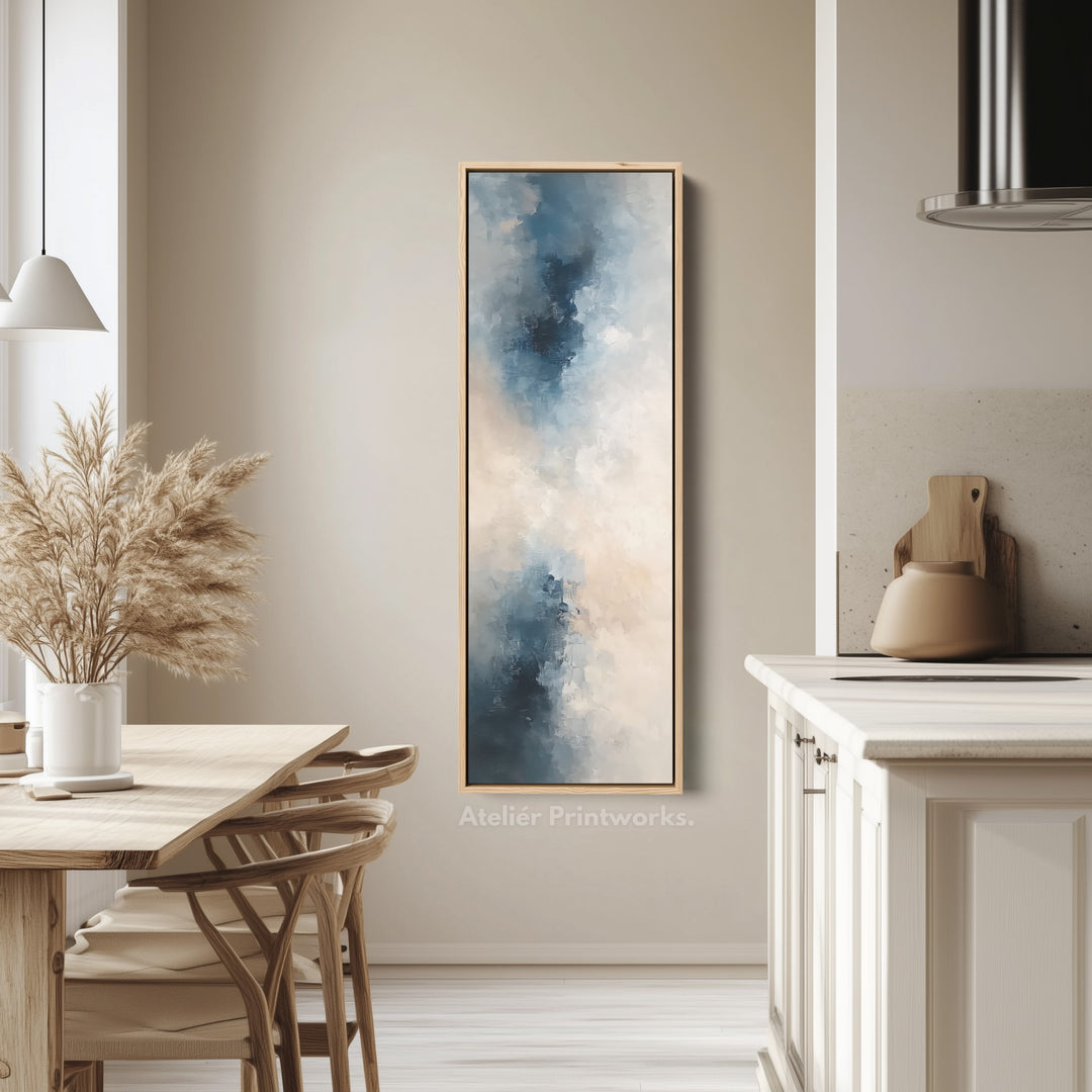 Long Narrow Vertical Blue Abstract Wall Art - V0040