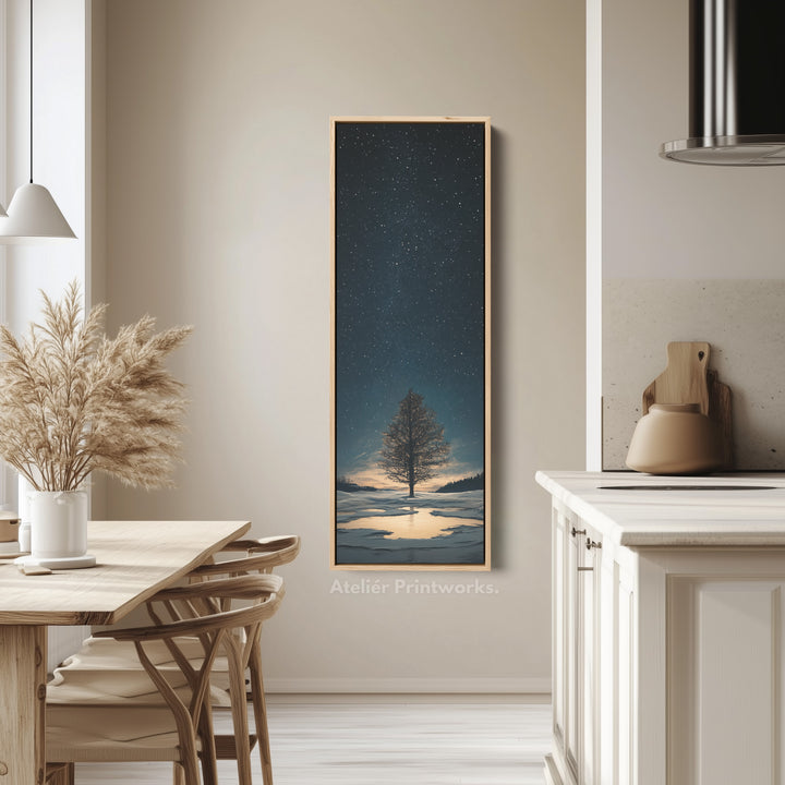 Night Sky Large Frame Wall Decor Long Narrow Vertical Wall Art - V0053