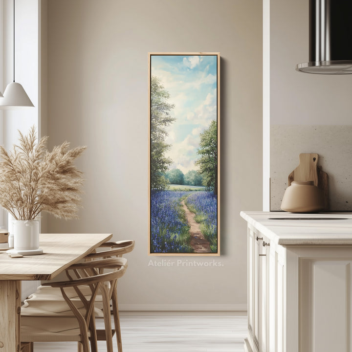 Bluebell Large Painting Vertical Long Wall Art Large Canvas Decor - V0079