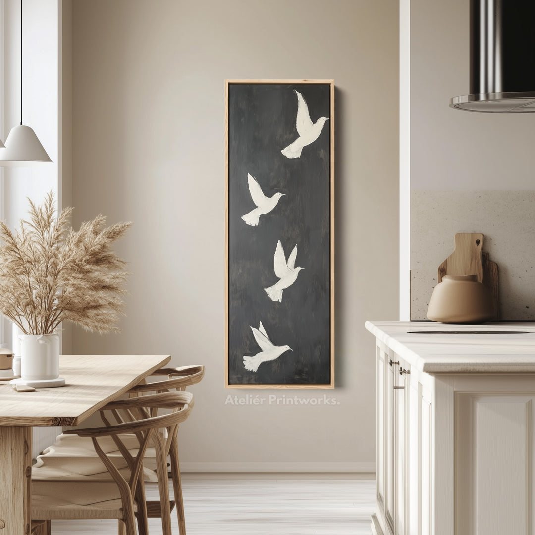 Minimalist Bird Large Painting Vertical Long Wall Art Large Canvas Decor - V0081