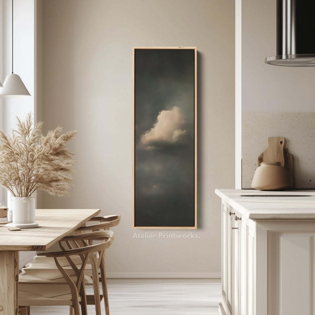 Dramatic Cloud Large Canvas Framed Wall Art Long Vertical Wall Decor - V0085