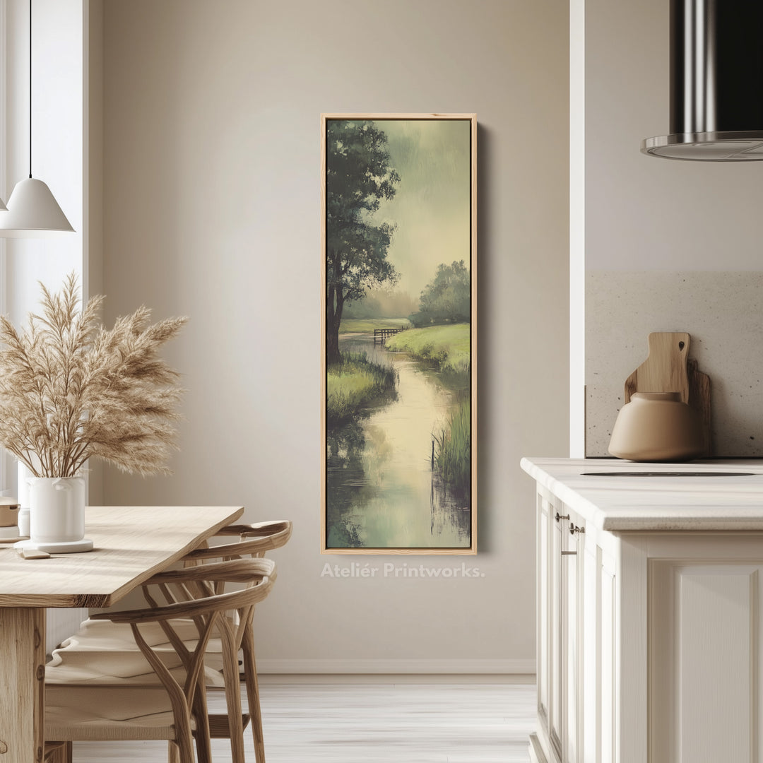 Large Long Vertical Wall Art Large Framed Canvas Tranquil River Picture - V0090