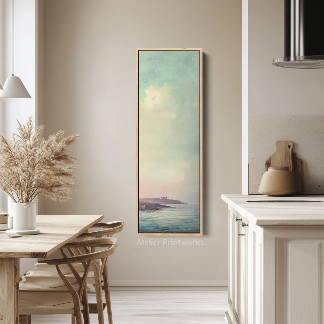 Vintage Sea Large Framed Canvas Long Vertical Narrow Wall Decor - V0095