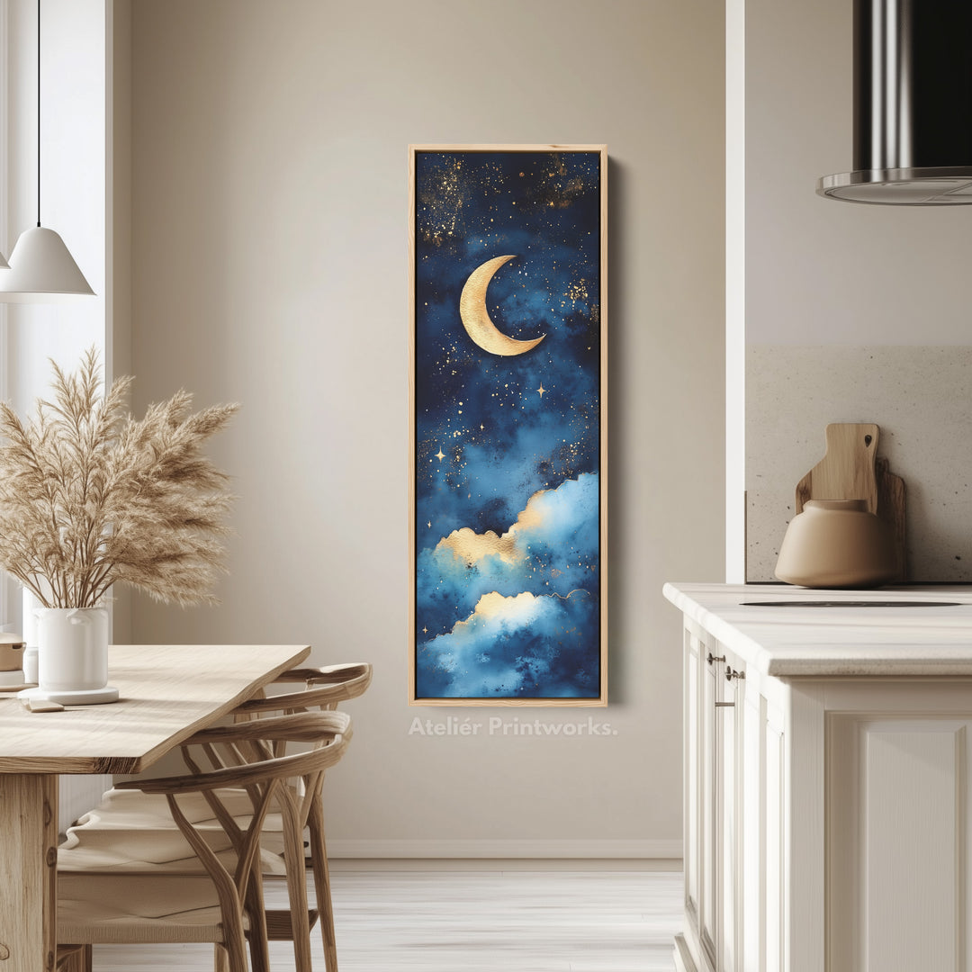 Starry Night Sky Wall Art Long Skinny Narrow Canvas Wall Art - V0096
