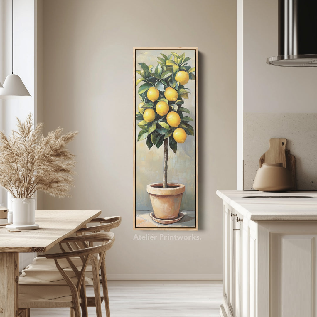 Narrow Kitchen Lemon Tree Tall Wall Art Large Framed Picture - V0099