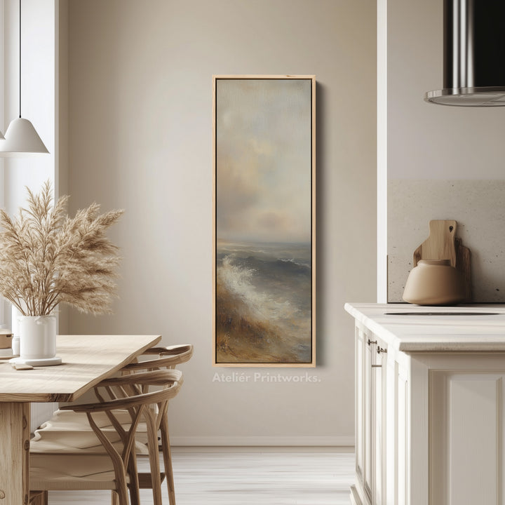Vintage Seaside Wall Art Large Framed Vertical Tall Narrow Wall Decor - V0100