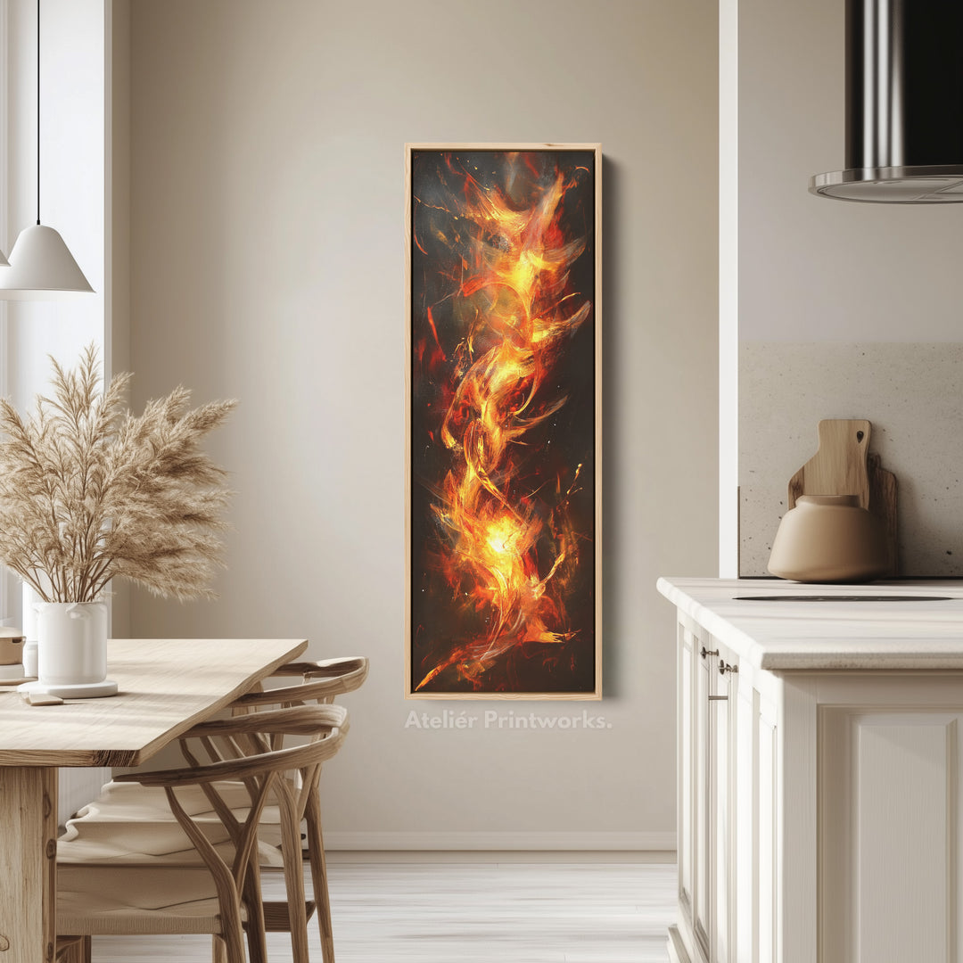 Abstract Flames Long Narrow Vertical Large Canvas Wall Decor - V0106