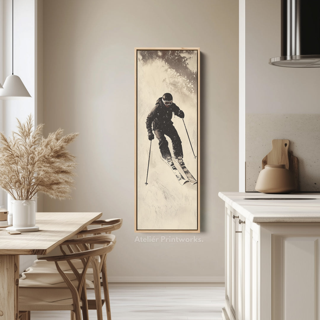 Vintage Ski Long Narrow Vertical Large Canvas Wall Decor - V0111