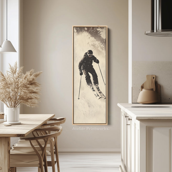 Vintage Ski Long Narrow Vertical Large Canvas Wall Decor - V0111