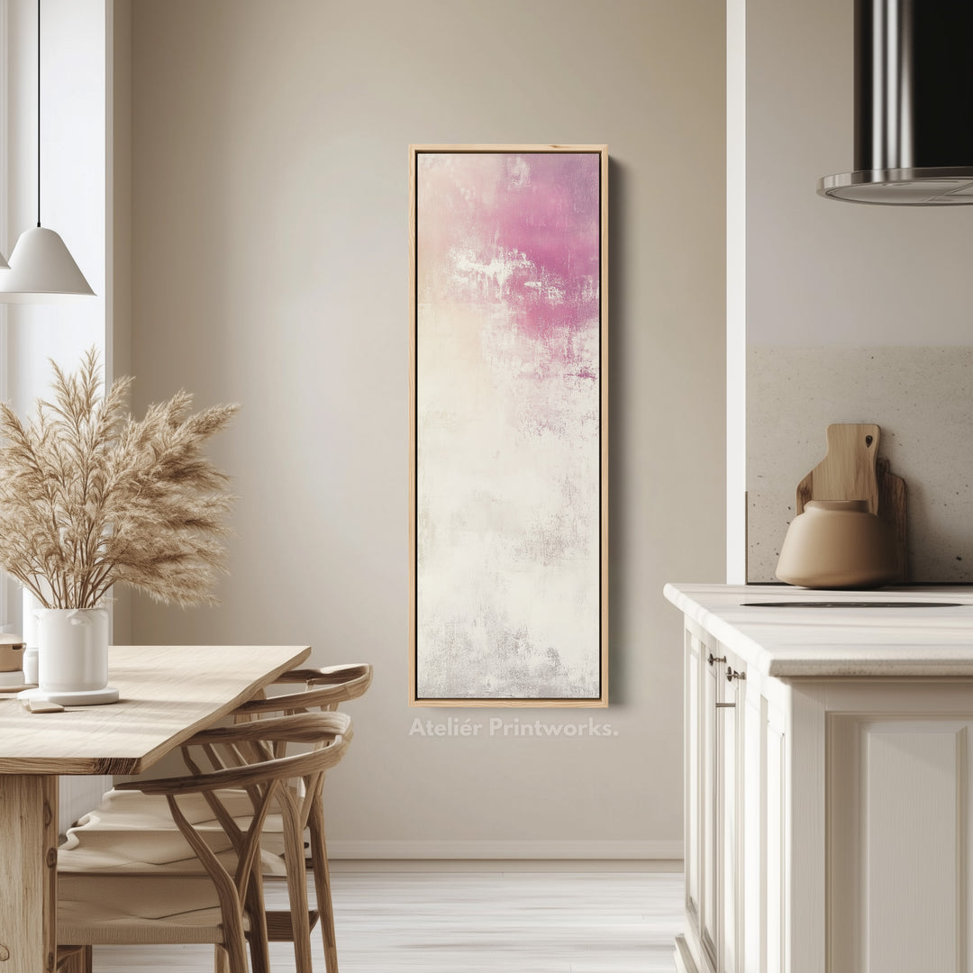 Abstract Pink Vertical Tall Wall Art Large Framed Canvas - V0117