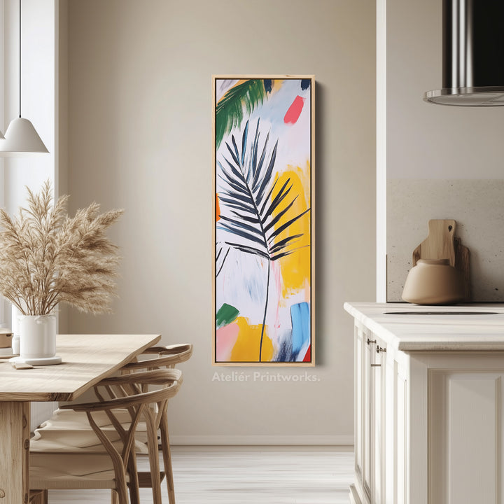 Abstract Leaf Vertical Wall Art - Tall Long Narrow Vertical Wall Decor - V0123