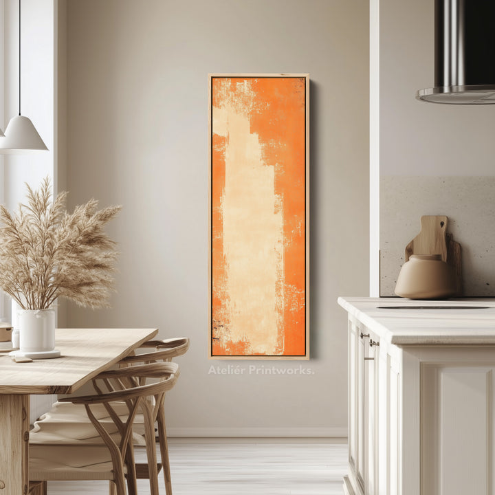 Abstract Orange Living Room Decor Vertical Wall Art - Tall Long Narrow Vertical - V0130