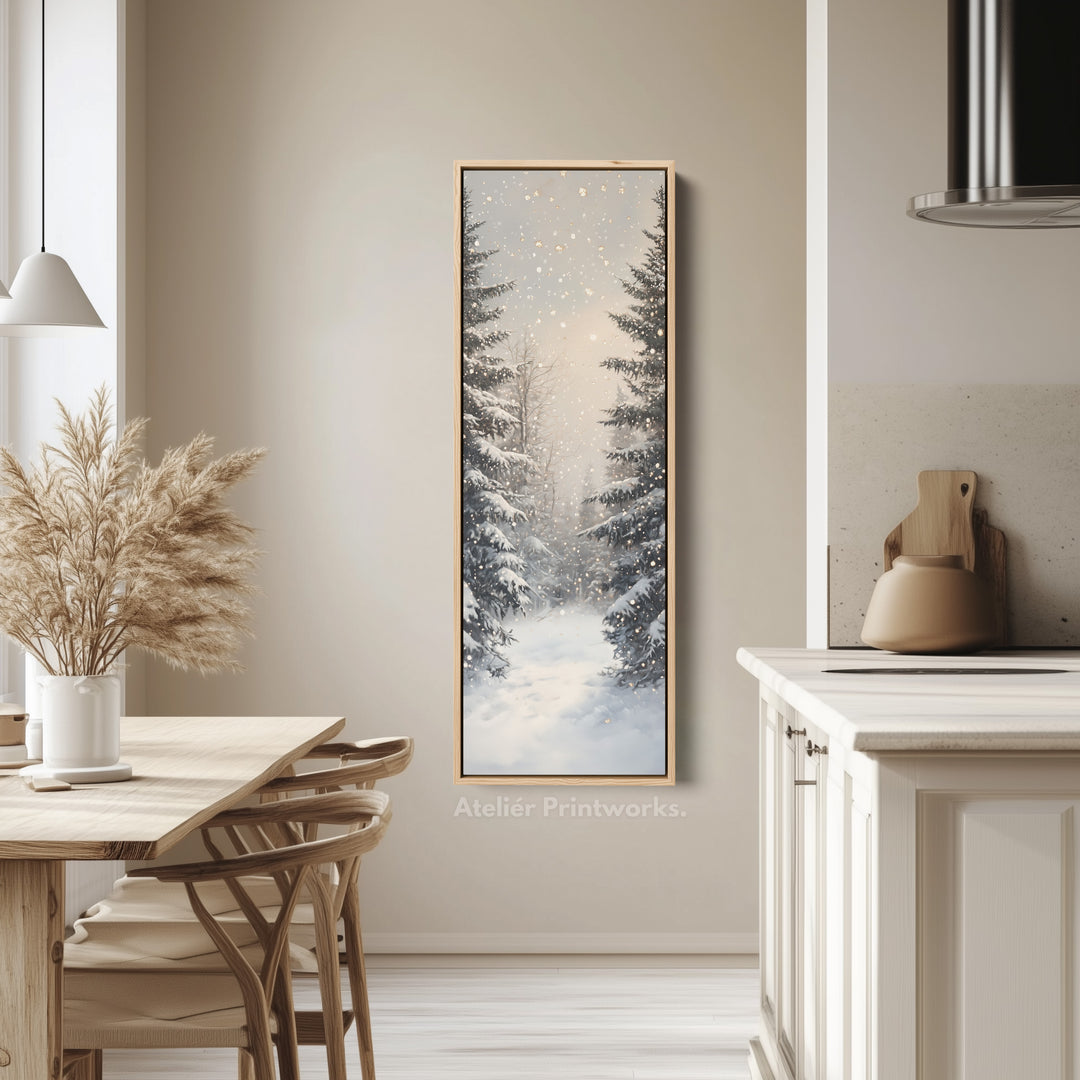Winter Landscape Long Narrow Vertical Wall Art Large Canvas Wall Decor - V0135