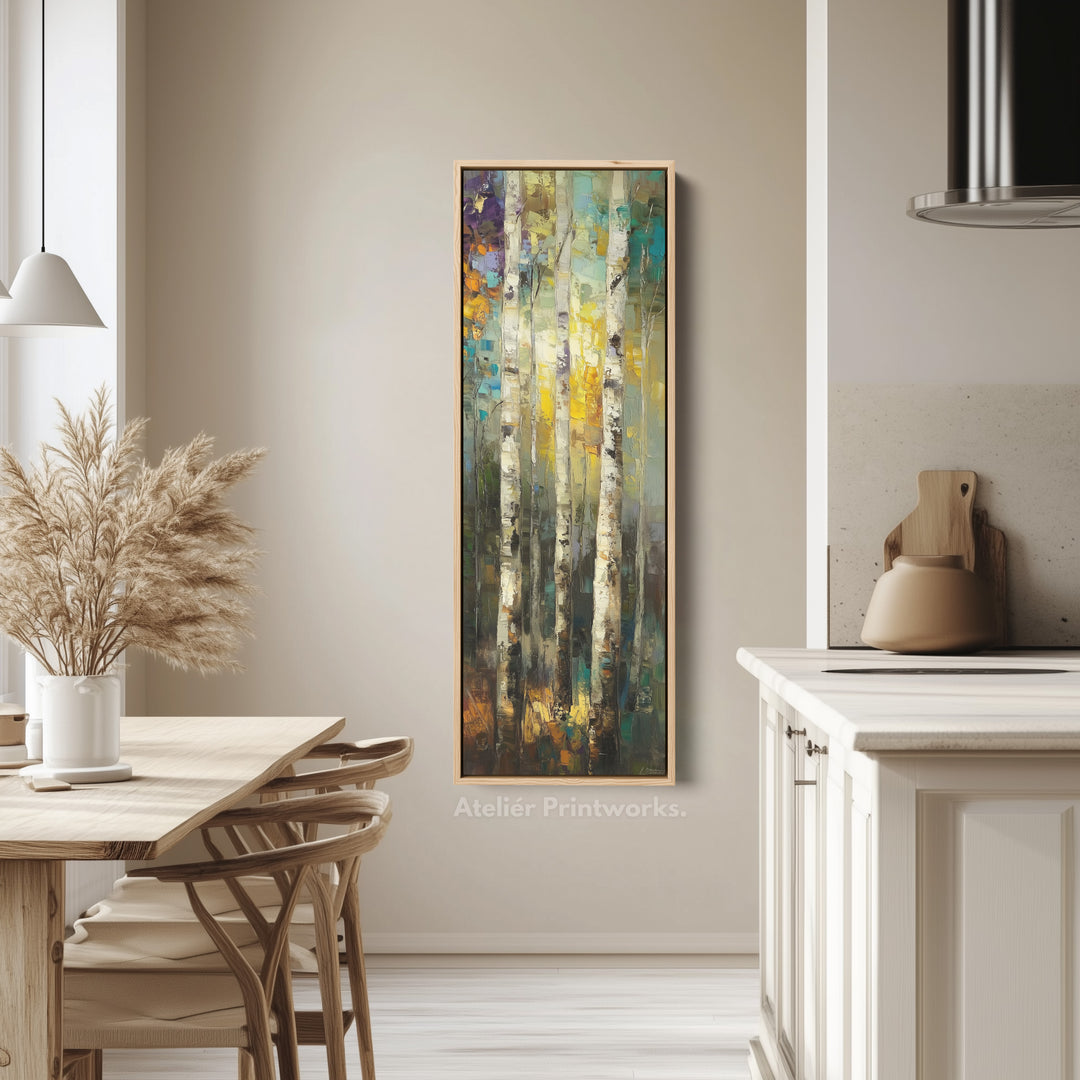 Birch Tree Long Narrow Vertical Wall Art Large Canvas Wall Decor - V0138