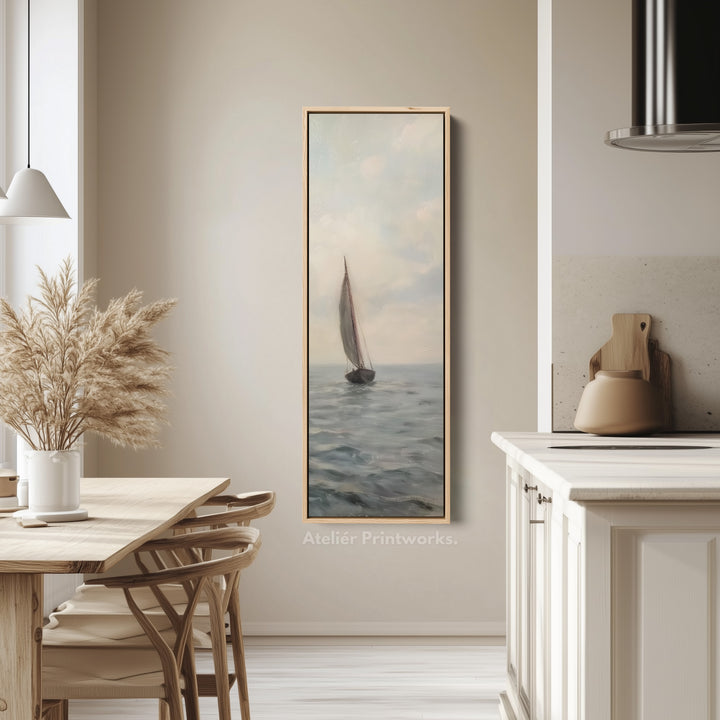 Long Canvas Wall Art Prints for bedroom Vintage Sailboat Framed Vertical - V0143