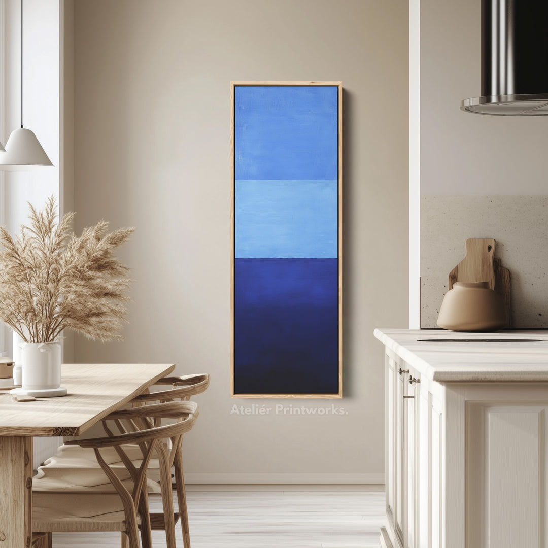 Minimalist Blue Living Room Decor Vertical Wall Art - Tall Long Narrow Vertical - V0146