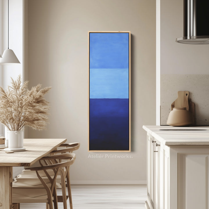 Minimalist Blue Living Room Decor Vertical Wall Art - Tall Long Narrow Vertical - V0146